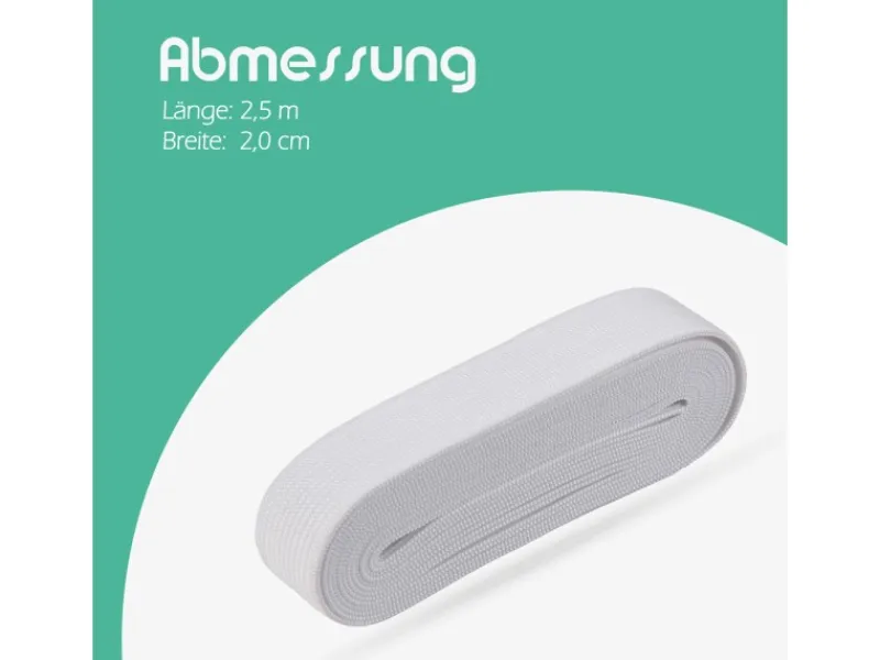 ProHome Gummiband 2,5 m x 2,0 cm Weiß< Küchenhelfer