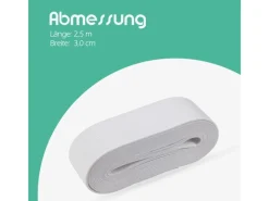 New ProHome Gummiband 2,5 m x 3,0 cm Weiß