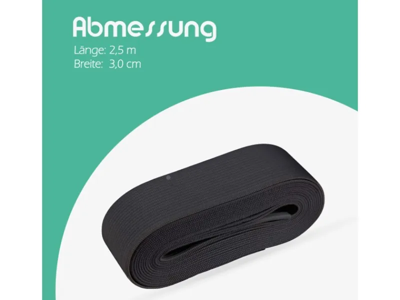 ProHome Küchenhelfer<Gummiband 2,5 m x 3,0 cm Schwarz