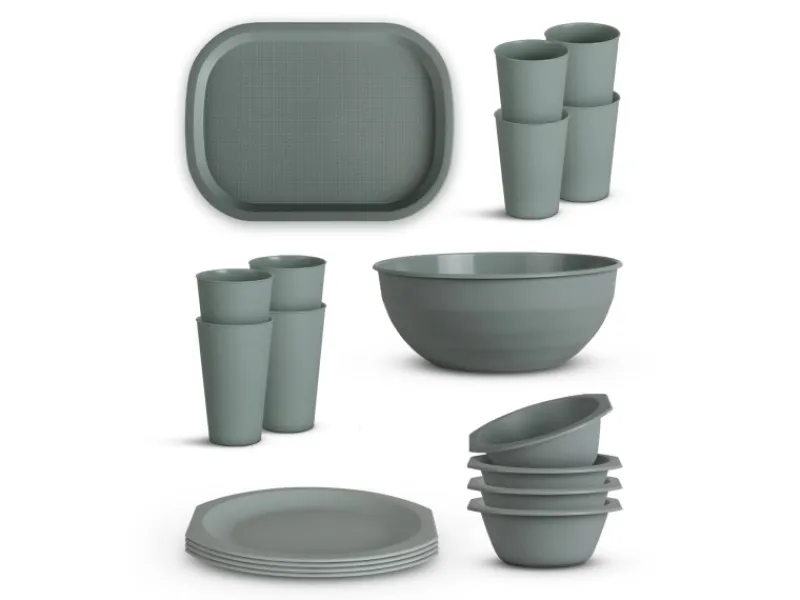 Sale ProHome Kunststoff Geschirr Set BPA Frei Grün 18 Teilig 4 Personen