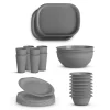 ProHome Kunststoff Geschirr Set BPA Frei Grau 28 Teilig 8 Personen< Geschirr