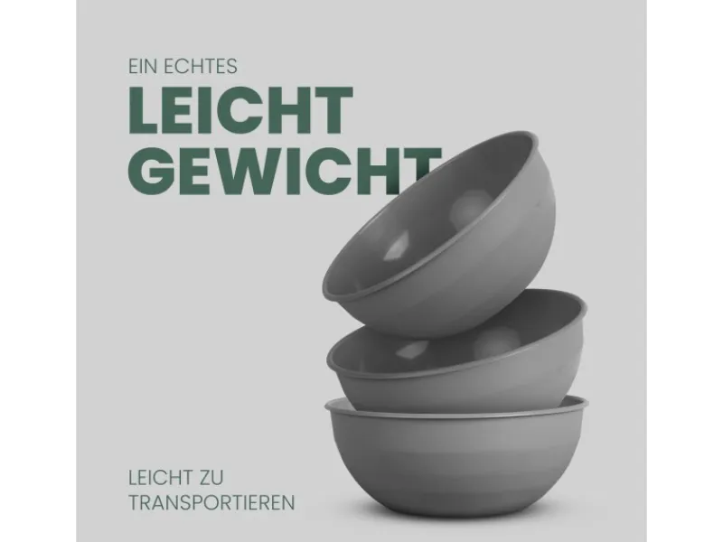 ProHome Kunststoff Schüssel BPA Frei 255 x 10 cm Grau 2er Pack< Geschirr