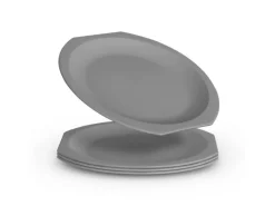 ProHome Geschirr<Kunststoff Teller BPA Frei Ø23 cm Grau 4er Pack