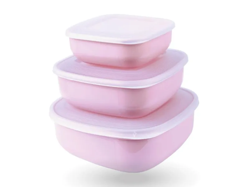 ProHome Vorratsdosen 3er Set Eckig Rosa< Vorratsdosen|Vorratsbehälter