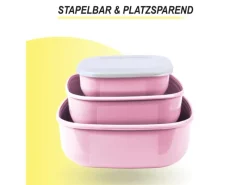 ProHome Vorratsdosen 3er Set Eckig Rosa< Vorratsdosen|Vorratsbehälter