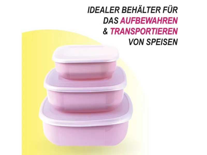 ProHome Vorratsdosen 3er Set Eckig Rosa< Vorratsdosen|Vorratsbehälter
