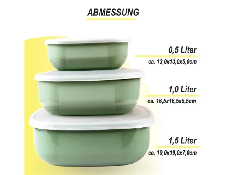 ProHome Vorratsdosen 3er Set Eckig Grün< Vorratsbehälter|Vorratsdosen