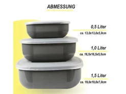 Sale ProHome Vorratsdosen 3er Set Eckig Grau