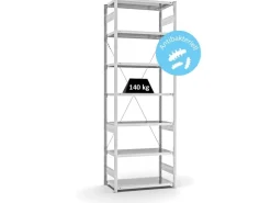PROREGAL Antibakterielles Fachbodenregal Stecksystem T-Profil HxBxT 300 x 100 x 50 cm 7 Ebenen Traglast 140 kg Antibakterielle Beschichtung Weiß< Küchenregale
