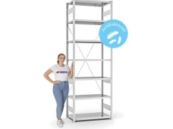 PROREGAL Antibakterielles Fachbodenregal Stecksystem T-Profil HxBxT 300 x 100 x 50 cm 7 Ebenen Traglast 140 kg Antibakterielle Beschichtung Weiß< Küchenregale