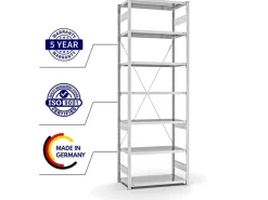 PROREGAL Antibakterielles Fachbodenregal Stecksystem T-Profil HxBxT 300 x 100 x 50 cm 7 Ebenen Traglast 140 kg Antibakterielle Beschichtung Weiß< Küchenregale