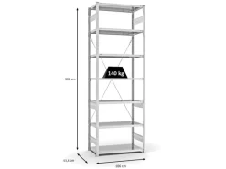 PROREGAL Antibakterielles Fachbodenregal Stecksystem T-Profil HxBxT 300 x 100 x 50 cm 7 Ebenen Traglast 140 kg Antibakterielle Beschichtung Weiß< Küchenregale