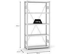 Best PROREGAL Antibakterielles Fachbodenregal Stecksystem T-Profil HxBxT 200 x 100 x 30 cm 5 Ebenen Traglast 150 kg Antibakterielle Beschichtung Weiß