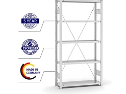 Best PROREGAL Antibakterielles Fachbodenregal Stecksystem T-Profil HxBxT 200 x 100 x 30 cm 5 Ebenen Traglast 150 kg Antibakterielle Beschichtung Weiß