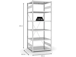 PROREGAL Antibakterielles Fachbodenregal Stecksystem T-Profil HxBxT 250 x 100 x 80 cm 6 Ebenen Traglast 130 kg Antibakterielle Beschichtung Weiß< Küchenregale