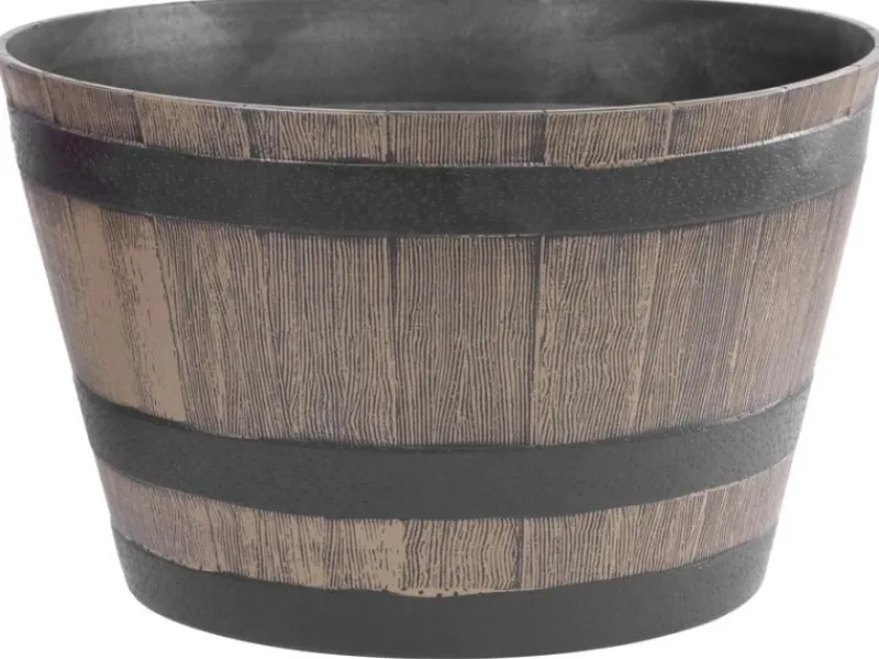 PROREGAL Töpfe<Blumentopf 52x30cm Holz-effekt, Fass