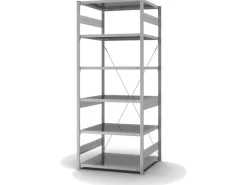 Sale PROREGAL Edelstahlregal Stecksystem T-Profil HxBxT 250 x 100 x 80 cm 6 Ebenen Fachlast 200 kg Edelstahl Fachbodenregal