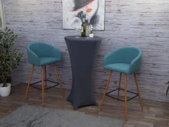 PROREGAL Kücheninseln<2er-Set Barhocker Sitzhöhe 74cm Metall Holzoptik Stoff/Textil Barstuhl Tresenhocker Küchenhocker Mit Lehne
