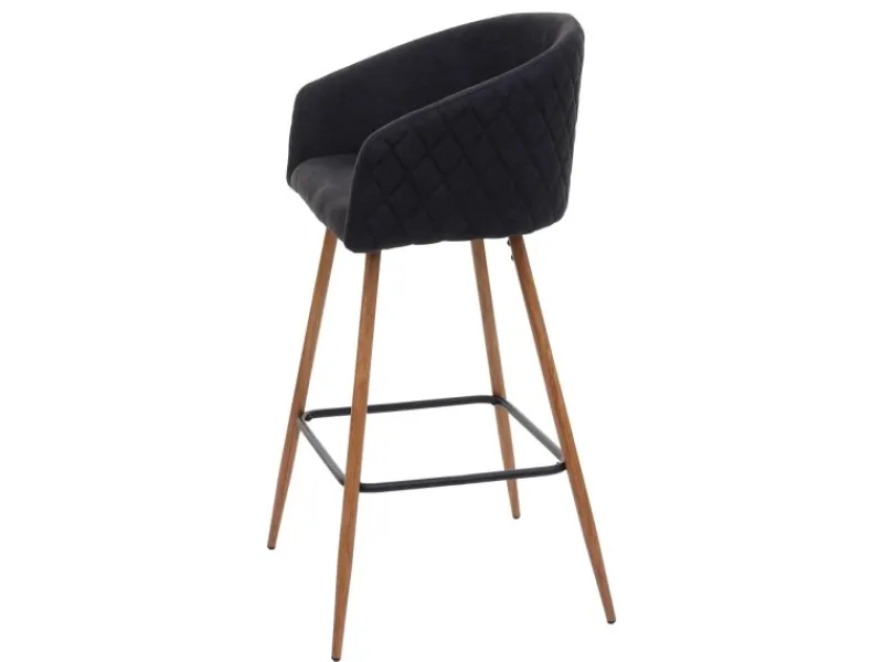 Sale PROREGAL 2er-Set Barhocker Sitzhöhe 74cm Metall Holzoptik Stoff/Textil Anthrazit-Grau Barstuhl Tresenhocker Küchenhocker Mit Lehne Schwarz