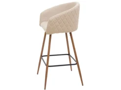 PROREGAL 2er-Set Barhocker Sitzhöhe 74cm Metall Holzoptik Stoff/Textil -Beige Barstuhl Tresenhocker Küchenhocker Mit Lehne< Kücheninseln
