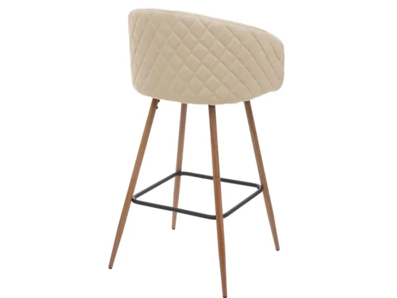 PROREGAL 2er-Set Barhocker Sitzhöhe 74cm Metall Holzoptik Stoff/Textil -Beige Barstuhl Tresenhocker Küchenhocker Mit Lehne< Kücheninseln
