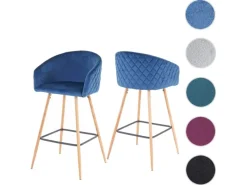 PROREGAL 2er-Set Barhocker Sitzhöhe 74cm Metall Holzoptik Stoff/Textil -Beige Barstuhl Tresenhocker Küchenhocker Mit Lehne< Kücheninseln