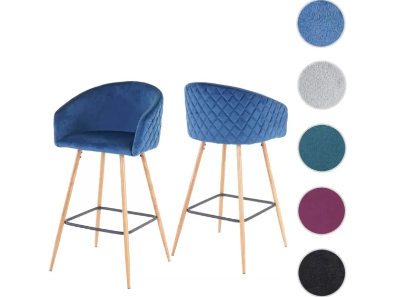 PROREGAL 2er-Set Barhocker Sitzhöhe 74cm Metall Holzoptik Stoff/Textil -Beige Barstuhl Tresenhocker Küchenhocker Mit Lehne< Kücheninseln