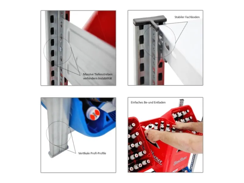 Outlet PROREGAL Getränkekistenregal Getränkeregal Chiemsee Made in Germany HxBxT 115 x 106 x 34 cm 6 Kisten auf 2 Ebenen & Board Verzinkt