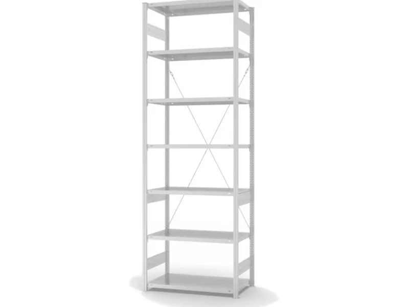 New PROREGAL Lebensmittel Fachbodenregal Stecksystem T-Profil Grundregal HxBxT 300 x 100 x 50 cm 7 Ebenen Fachlast 140 kg Hygienische Beschichtung Weiß