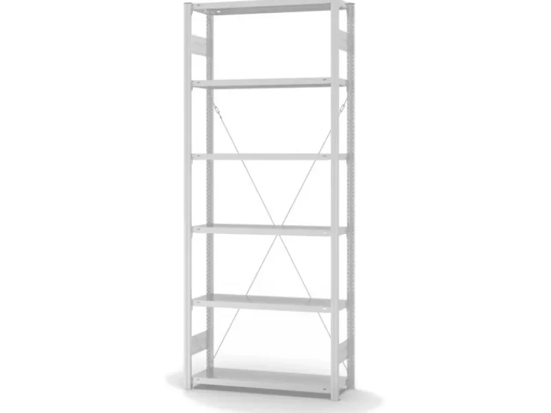 PROREGAL Küchenregale<Lebensmittel Fachbodenregal Stecksystem T-Profil Grundregal HxBxT 250 x 100 x 30 cm 6 Ebenen Fachlast 150 kg Hygienische Beschichtung Weiß