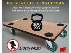 PROREGAL MegaDeal 4x Transportroller 4 Rollen HxBxT 11,5x30x60 cm Traglast 200kg Sperrholzplatte< Kühlschränke