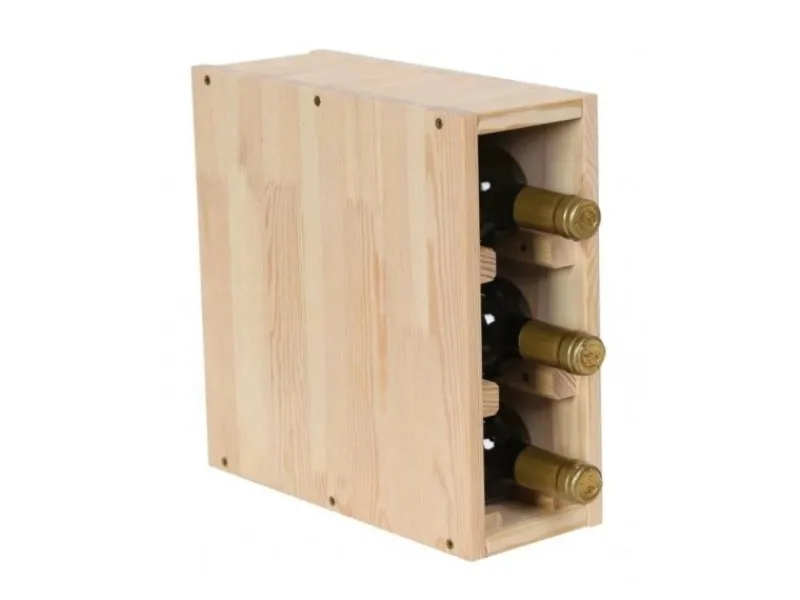 PROREGAL Küchenregale<Modulares Weinregal Vincellar Mod HxBxT 30 x 12 x 30 cm Schmal Modul Für 3 Flaschen Massives Kiefernholz Natur