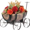 PROREGAL Töpfe<Pflanzenwagen Whiskyfass Maße 41x29x19 cm in Holzoptik auf Rädern für Innen- & Außen, Gartendeko