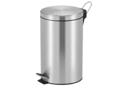 PROREGAL Runder Tretabfallsammler Mit Herausnehmbaren Kunststoff Inneneimer 12 Liter HxBxT 40 x 29,5 x 25,5 cm Matt Silber< Kühlschränke