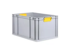 PROREGAL Spar Set 5x Eurobox Nextgen Color Mit Scharnierdeckel & Schiebeschnappverschlüsse HxBxT 32 x 40 x 60 cm Griffe Gelb Verstärkter Boden Grau-Gelb