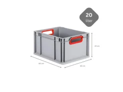 Hot PROREGAL Spar Set 10x Eurobox Nextgen Color Mit Scharnierdeckel & Schiebeschnappverschlüssen HxBxT 22 x 30 x 40 cm  Griffe Rot Offen Glatter Boden Grau-Rot