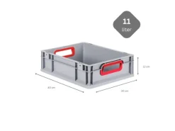 PROREGAL Spar Set 5x Eurobox Nextgen Color Mit Scharnierdeckel & Schiebeschnappverschlüssen HxBxT 12 x 30 x 40 cm Griffe Rot Offen Glatter Boden< Gefrierschränke
