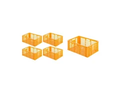 PROREGAL SparSet 5x Eurobehälter Bäcker- und Konditorenkasten HxBxT 25 x 40 x 60 49 Liter -Orange Brötchenkiste Stapelbare Bäckerkiste< Vorratsdosen|Vorratsbehälter