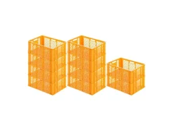 Hot PROREGAL SparSet 10x Eurobehälter Bäcker- und Konditorenkasten HxBxT 25 x 40 x 60 49 Liter Brötchenkiste Stapelbare Bäckerkiste Gelb-Orange