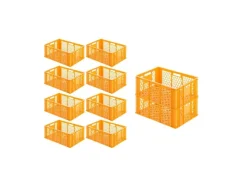Hot PROREGAL SparSet 10x Eurobehälter Bäcker- und Konditorenkasten HxBxT 25 x 40 x 60 49 Liter  Brötchenkiste Stapelbare Bäckerkiste Gelb-Orange