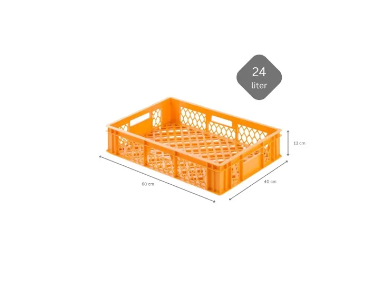 PROREGAL Vorratsdosen|Vorratsbehälter<SuperSparSet 7 x Eurobehälter Bäcker- und Konditorenkasten HxBxT 13 x 40 x 60 24 Liter -Orange Brötchenkiste Stapelbare Bäckerkiste