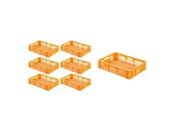 PROREGAL Vorratsdosen|Vorratsbehälter<SuperSparSet 7 x Eurobehälter Bäcker- und Konditorenkasten HxBxT 13 x 40 x 60 24 Liter -Orange Brötchenkiste Stapelbare Bäckerkiste
