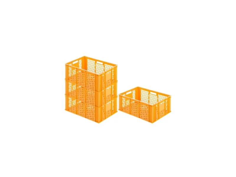 New PROREGAL SuperSparSet 4x Eurobehälter Bäcker- und Konditorenkasten HxBxT 25 x 40 x 60 49 Liter -Orange Brötchenkiste Stapelbare Bäckerkiste Gelb
