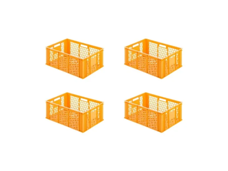 New PROREGAL SuperSparSet 4x Eurobehälter Bäcker- und Konditorenkasten HxBxT 25 x 40 x 60 49 Liter -Orange Brötchenkiste Stapelbare Bäckerkiste Gelb