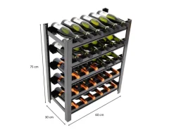 PROREGAL Weinregal Toskana HxBxT 75 x 60 x 30 cm 30 Flaschen Auf 5 Ebenen Schwarz Wein Metallregal Weinständer Flaschenständer< Küchenregale