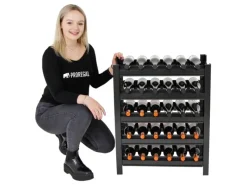 PROREGAL Weinregal Toskana HxBxT 75 x 60 x 30 cm 30 Flaschen Auf 5 Ebenen Schwarz Wein Metallregal Weinständer Flaschenständer< Küchenregale