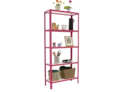 PROREGAL Wohnregal Living Koala Wood mit 5 Fachböden HxBxT 180 x 100 x 30 cm Fachlast 150 kg Rosa/Weiß< Küchenregale