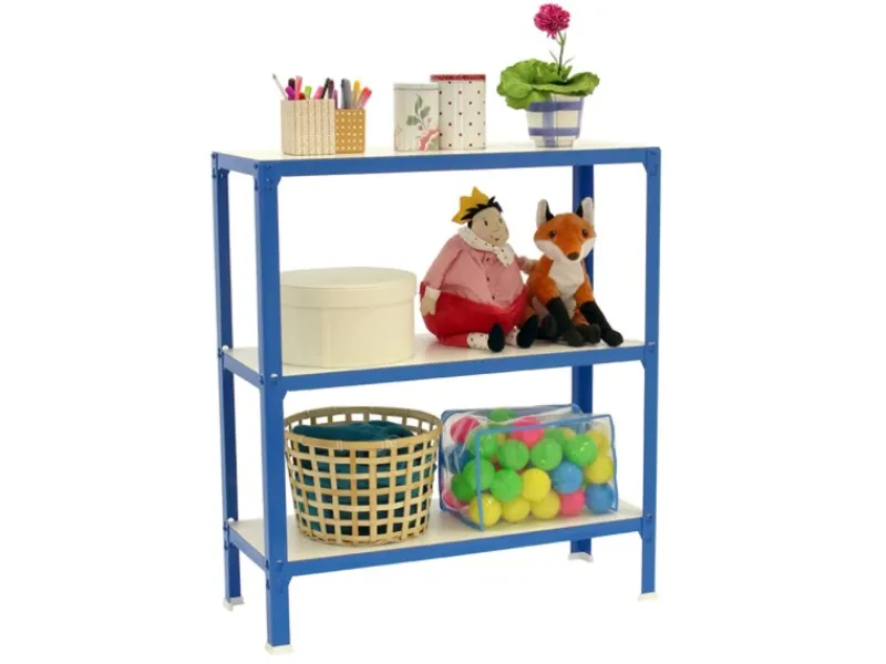 PROREGAL Küchenregale<Wohnregal Living Koala Wood mit 3 Fachböden HxBxT 90 x 80 x 30 cm Fachlast 150 kg Blau/Weiß