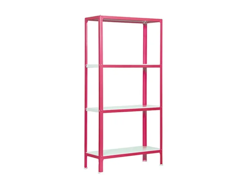 Discount PROREGAL Wohnregal Living Koala Metal mit 4 Fachböden HxBxT 160 x 80 x 30 cm Fachlast 150 kg Rosa/Weiß