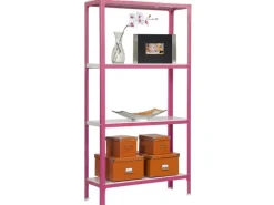 Discount PROREGAL Wohnregal Living Koala Metal mit 4 Fachböden HxBxT 160 x 80 x 30 cm Fachlast 150 kg Rosa/Weiß